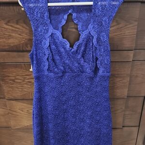 Connected Apparel Vibrant Blue Backless Dress